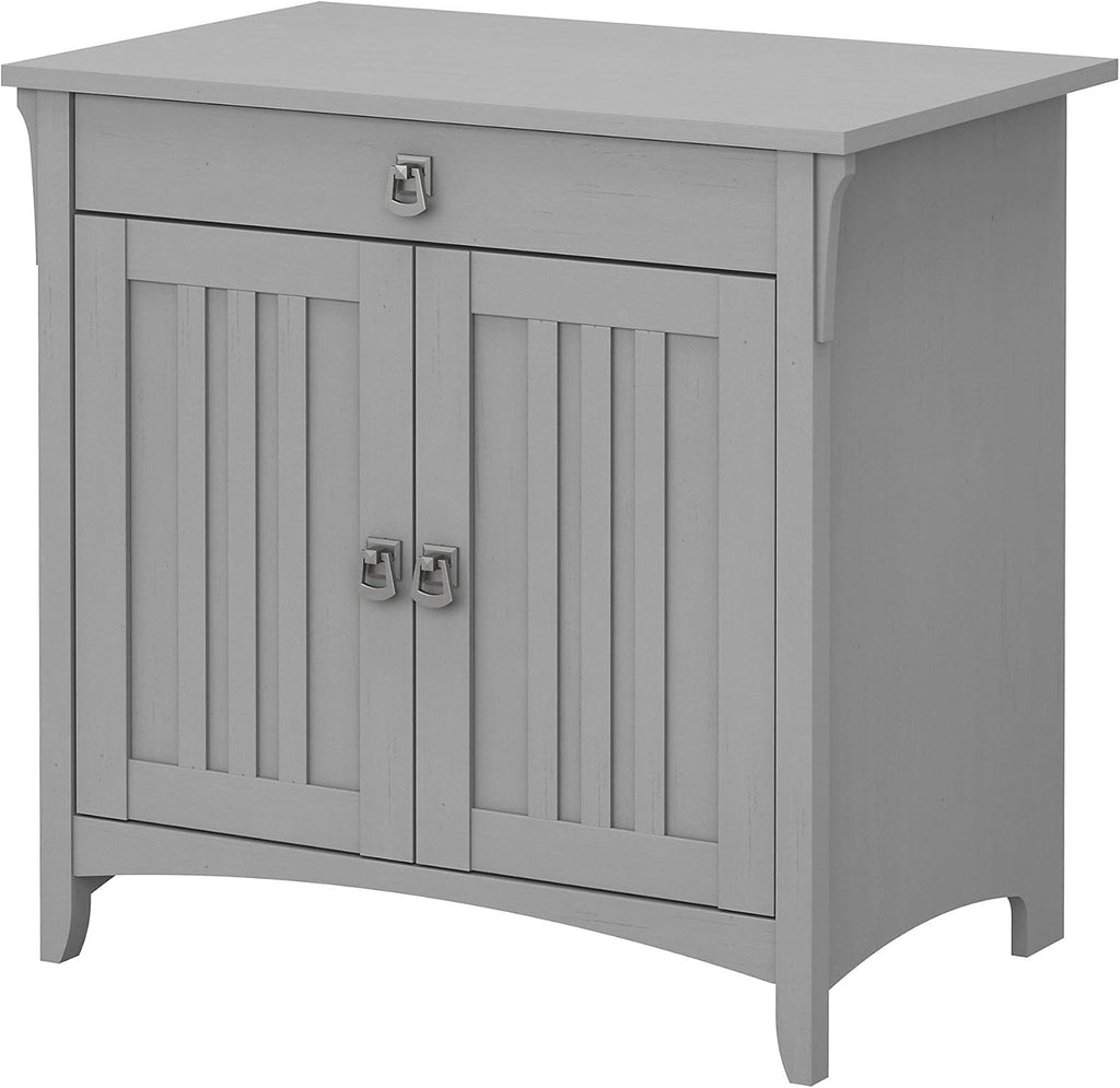 Gray Secretary Desk with Keyboard Tray and Storage Cabinet D5643