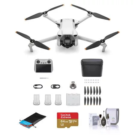 Mini 3 Drone Fly More Combo with RC Remote Controller Bundle with 64GB microSD Card, Foldable Landing Pad Pro, Cleaning Kit U583