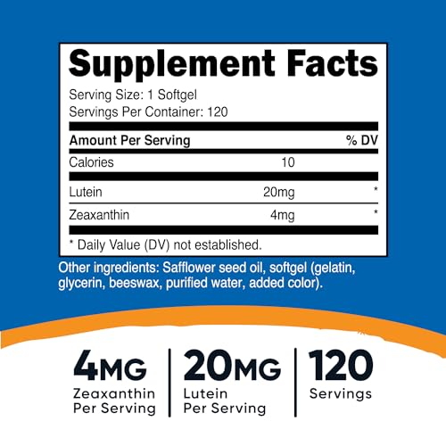 Zeaxanthin with Lutein 20mg, 120 Softgels A514