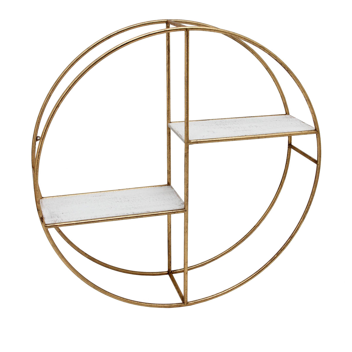 Round Metal Frame Wall Shelf with 2 Display Cases I80230
