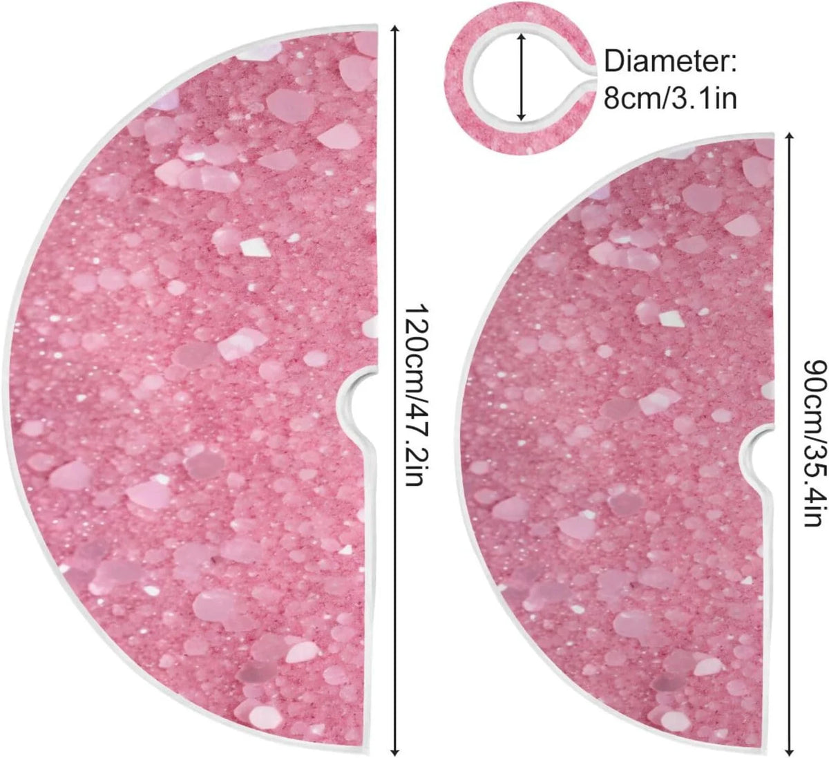 Glitter Blush Pink 47.2" Suede Christmas Tree Skirt J779458