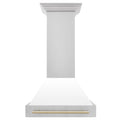 30 Inch Range Hood with White Matte Shell and Gold Handle O1639