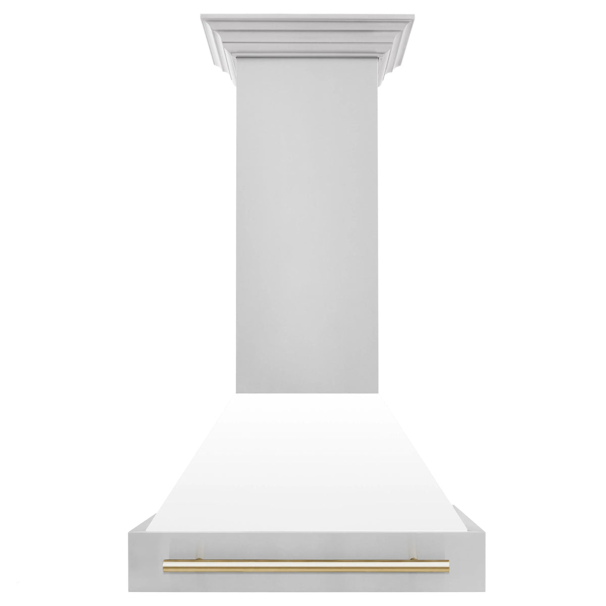 30 Inch Range Hood with White Matte Shell and Gold Handle O1639