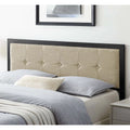 Beige Fabric Tufted Upholstered Full Size Metal Headboard P80728