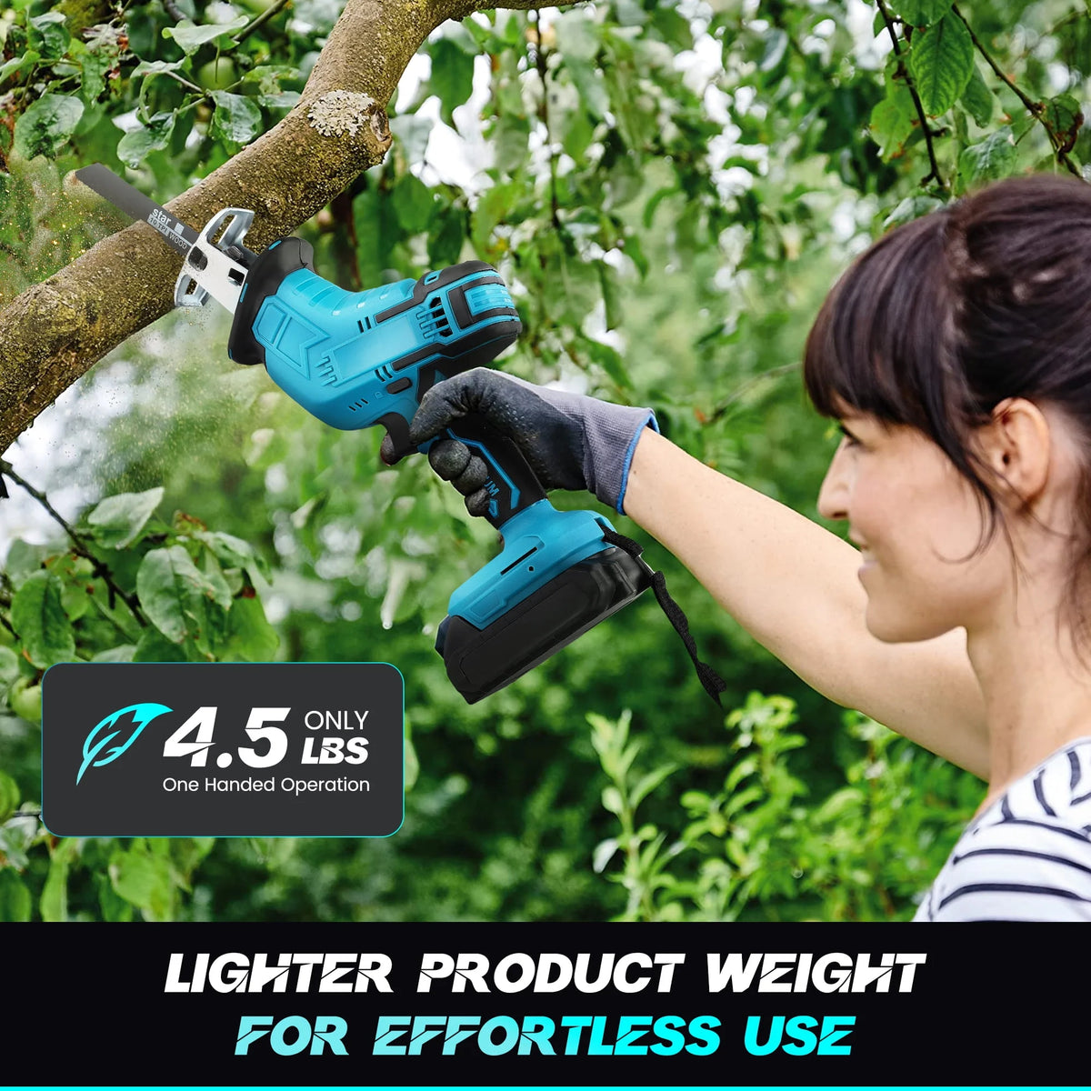 Cordless Reciprocating Saw 21V with 2 Battery 4 Saw Blades E729589