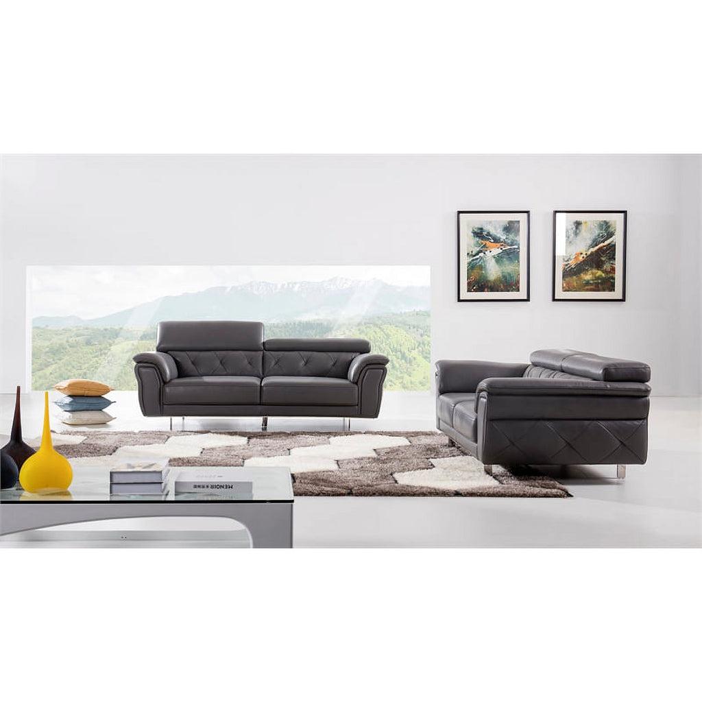 Dark Gray Italian Leather Chair T721794