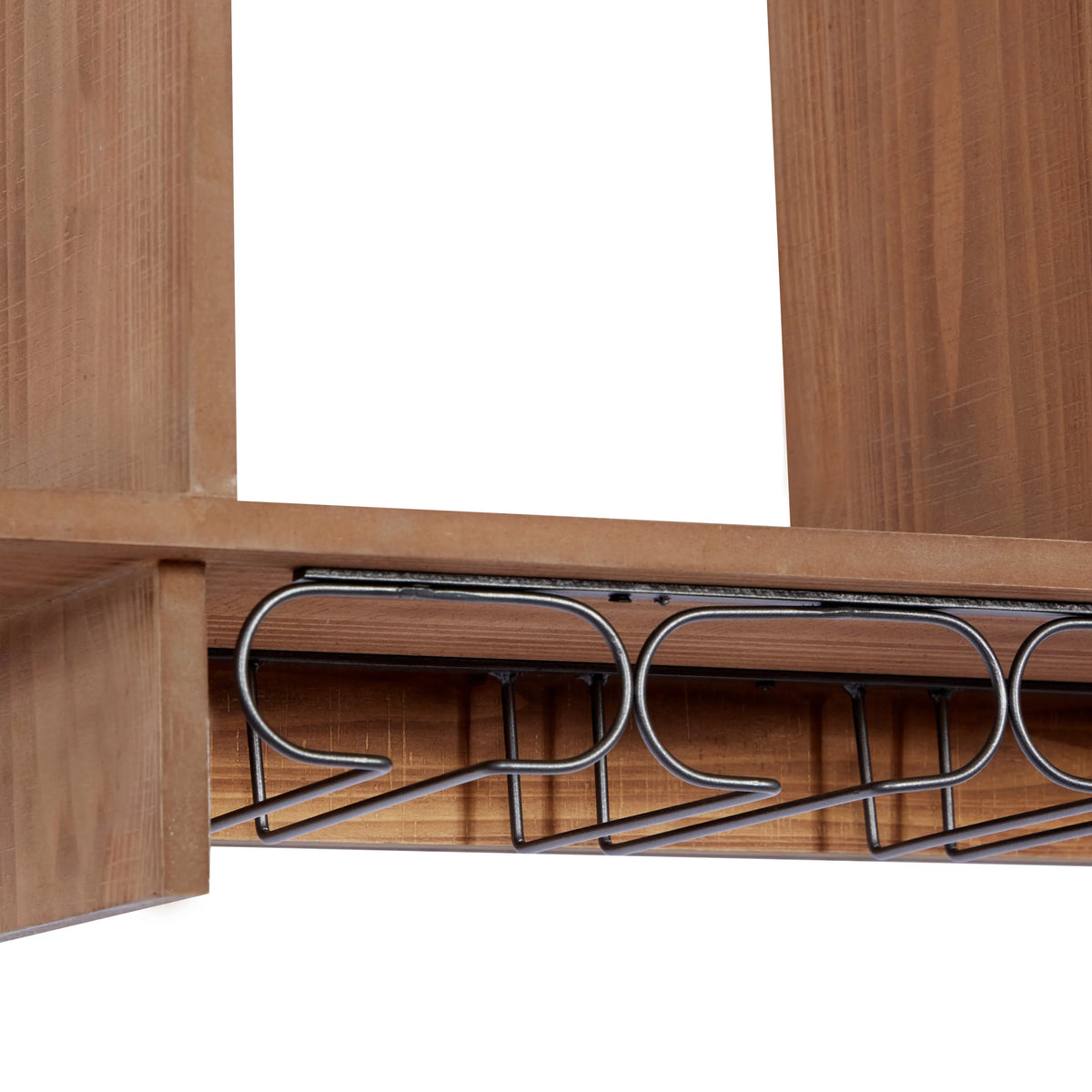Brown Wood 8 Bottles Wall Wine Rack with 6 Glass Holder Slots R440