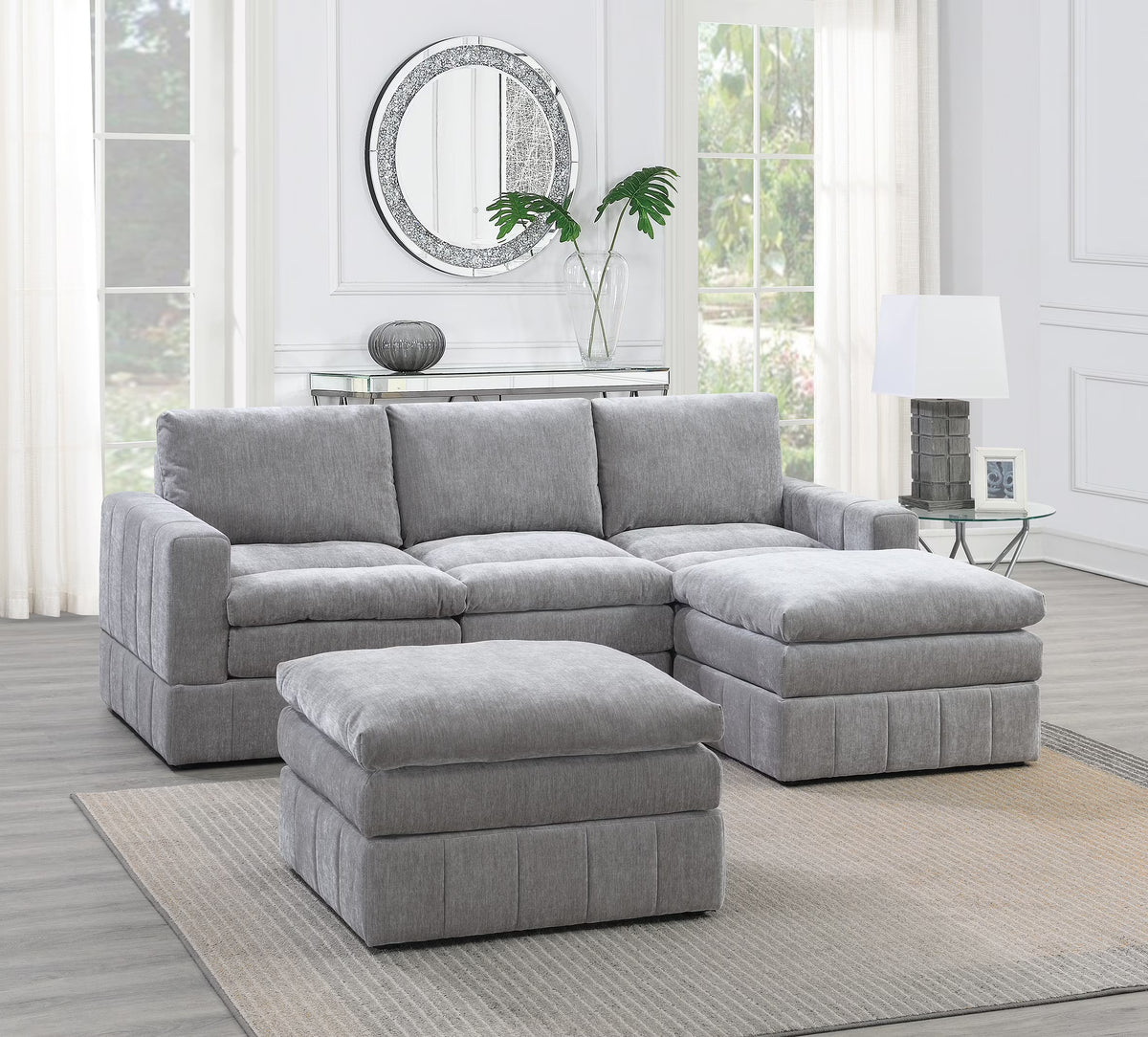 5Pc Modular Sectional Set with Ottoman A1040