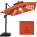 10x10ft 2-Tier Solar LED Cantilever Patio Umbrella with Base C339