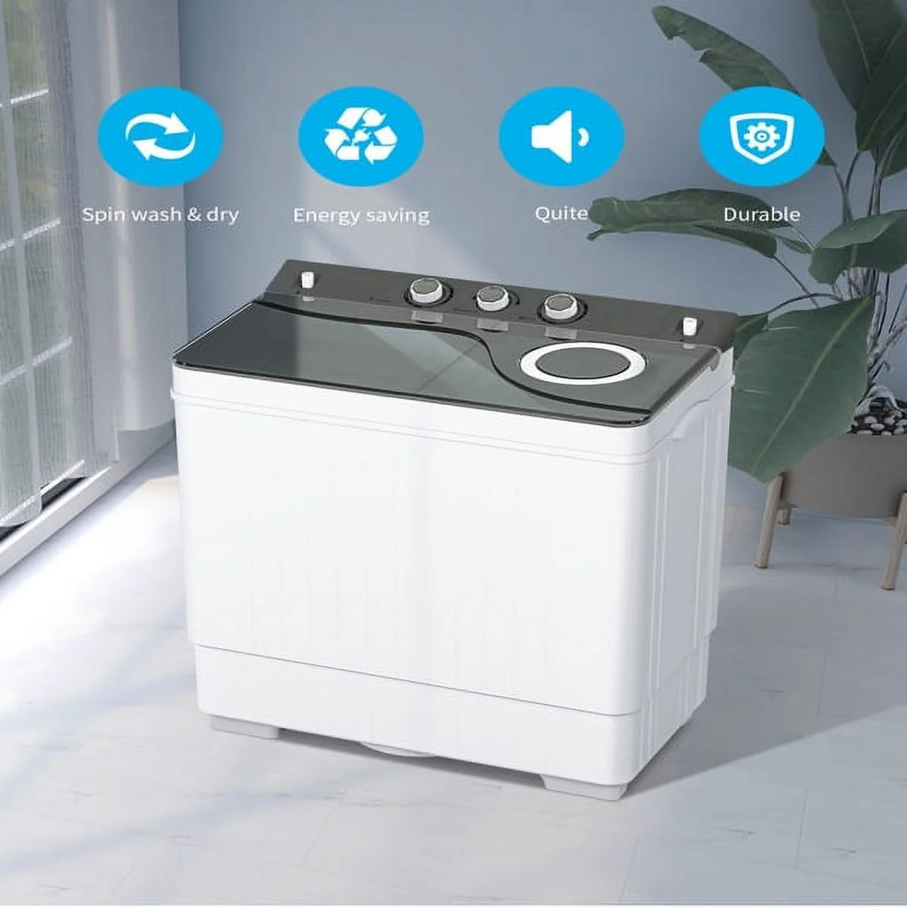 Semi-Automatic Washing Machine 18lbs Compact Laundry Machine with Spinner and Drain Pump M91219
