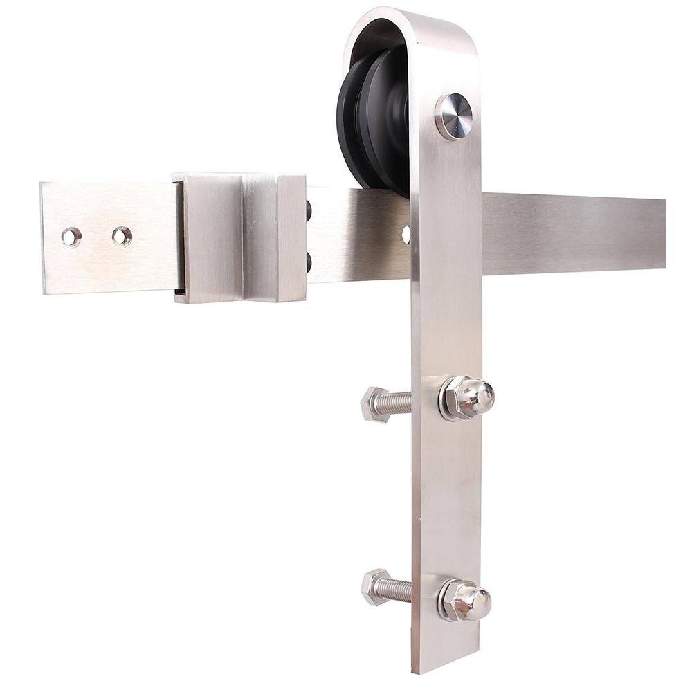 Solid Colonial Maple Stained Pine Wood Interior Sliding Barn Door with Hardware Kit J752616