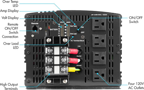 12V 10000 Watt Power Inverter with Remote Control, 20000 Watt Surge Peak D50473
