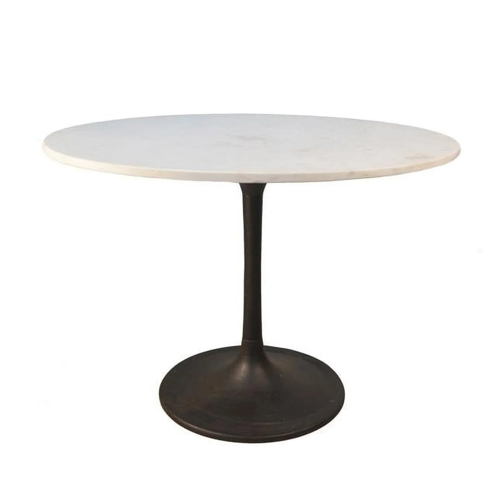 40 Inch Round Marble Top Dining Table with Black Base B464646