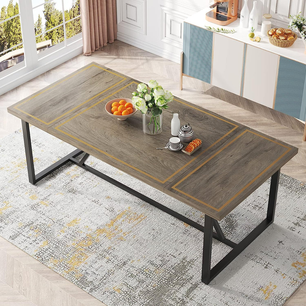 70.9" Gray & Black Dining Table W70653