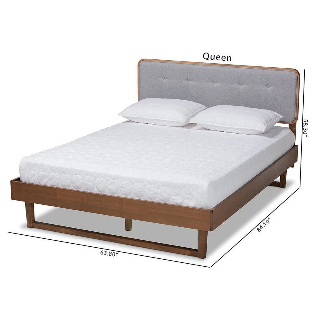 Gray Upholstered Wood Full Size Platform Bed S808