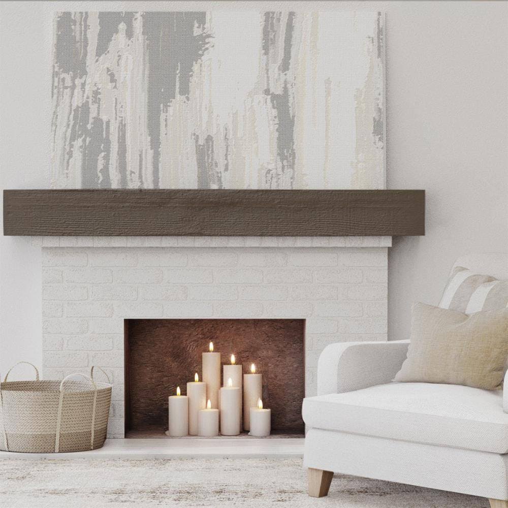 Rough Sawn Faux Wood Fireplace Mantel, Burnished Mahogany F1384