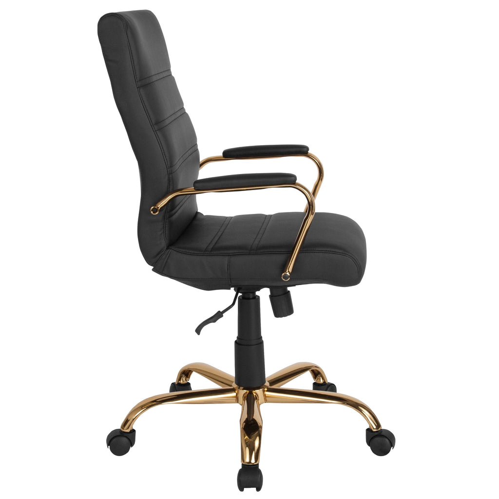 Black LeatherSoft Executive Swivel Office Chair with Chrome Base and Arms G99364