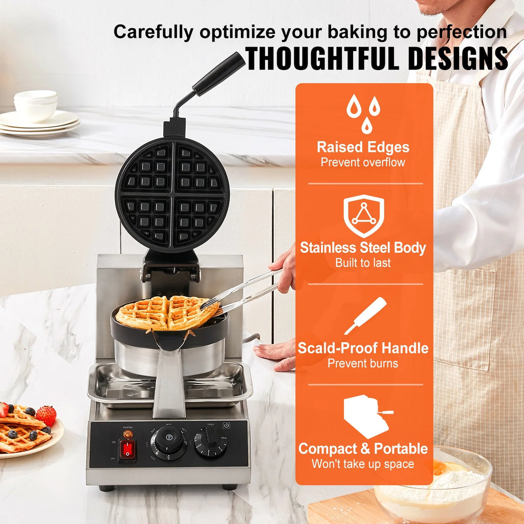 1300W Rotatable Non-Stick Round Waffle Maker Q740832