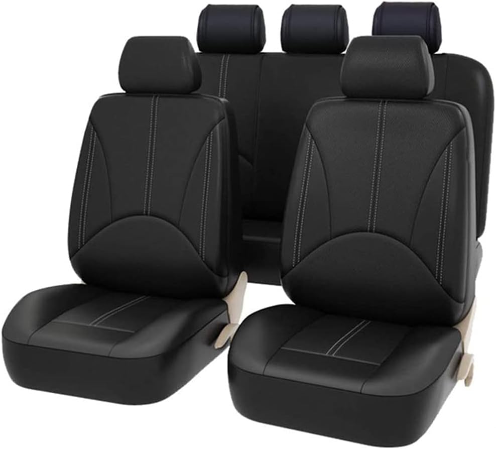 Black Full Set Faux Leather Car Seat Covers C25686