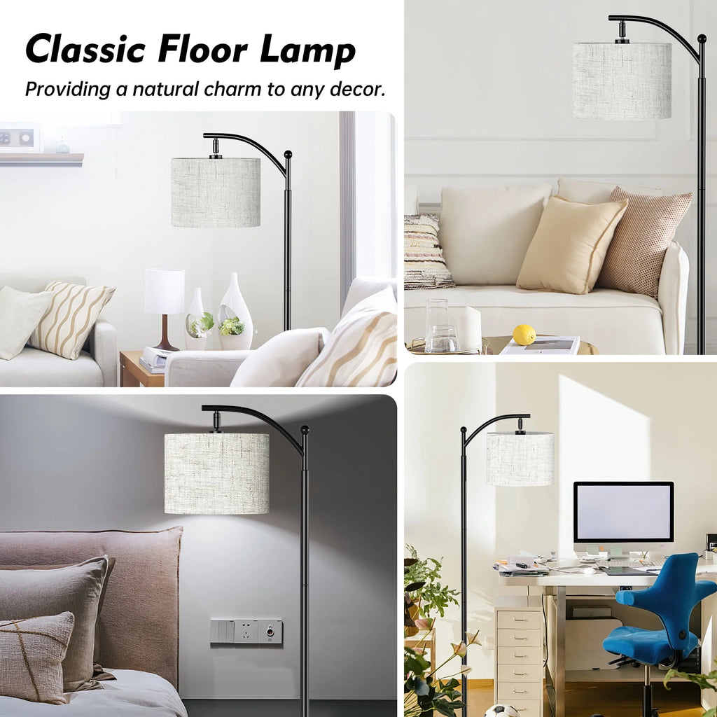 Floor Lamp with 3 Color Temperatures Linen Shade R18173