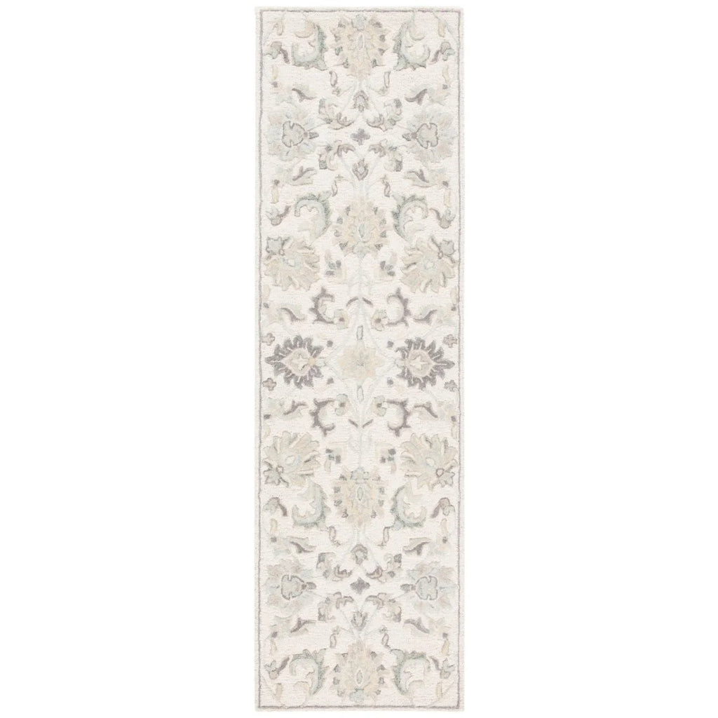 Ivory/Grey Floral Wool Area Rug D864