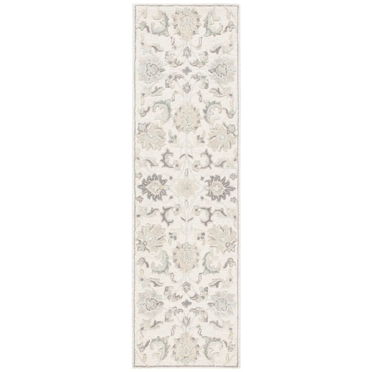 Ivory/Grey Floral Wool Area Rug D864