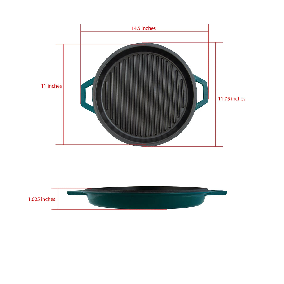 7 Quart Enameled Cast Iron Dutch Oven with Grill Lid H812