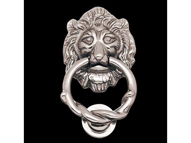 3 Door Knocker Lion Chrome Cast Brass 6 1/4 H x 3 5/8 W I556