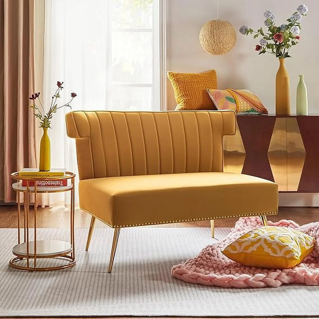 Velvet 2 Seat Wingback Loveseat Sofa O406