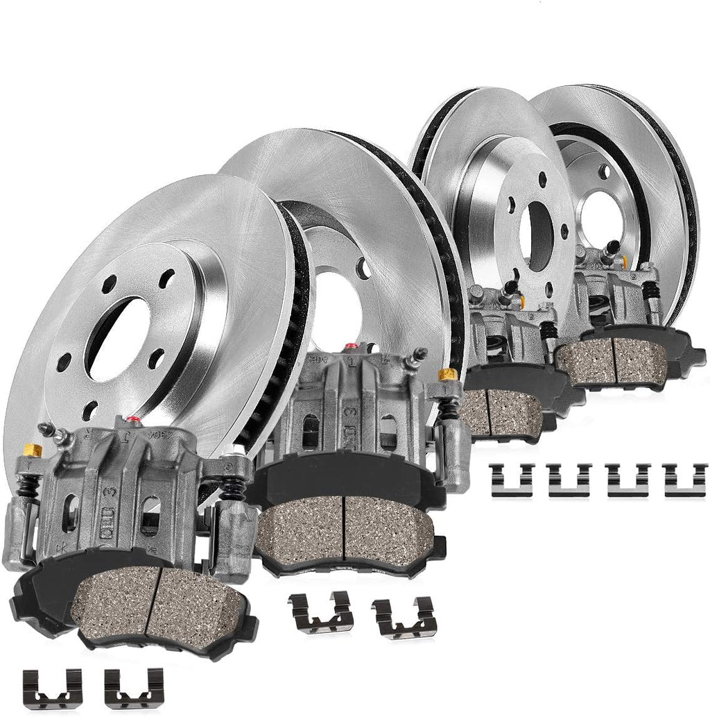 Front + Rear Calipers + Rotors + Ceramic Pads Kit I170