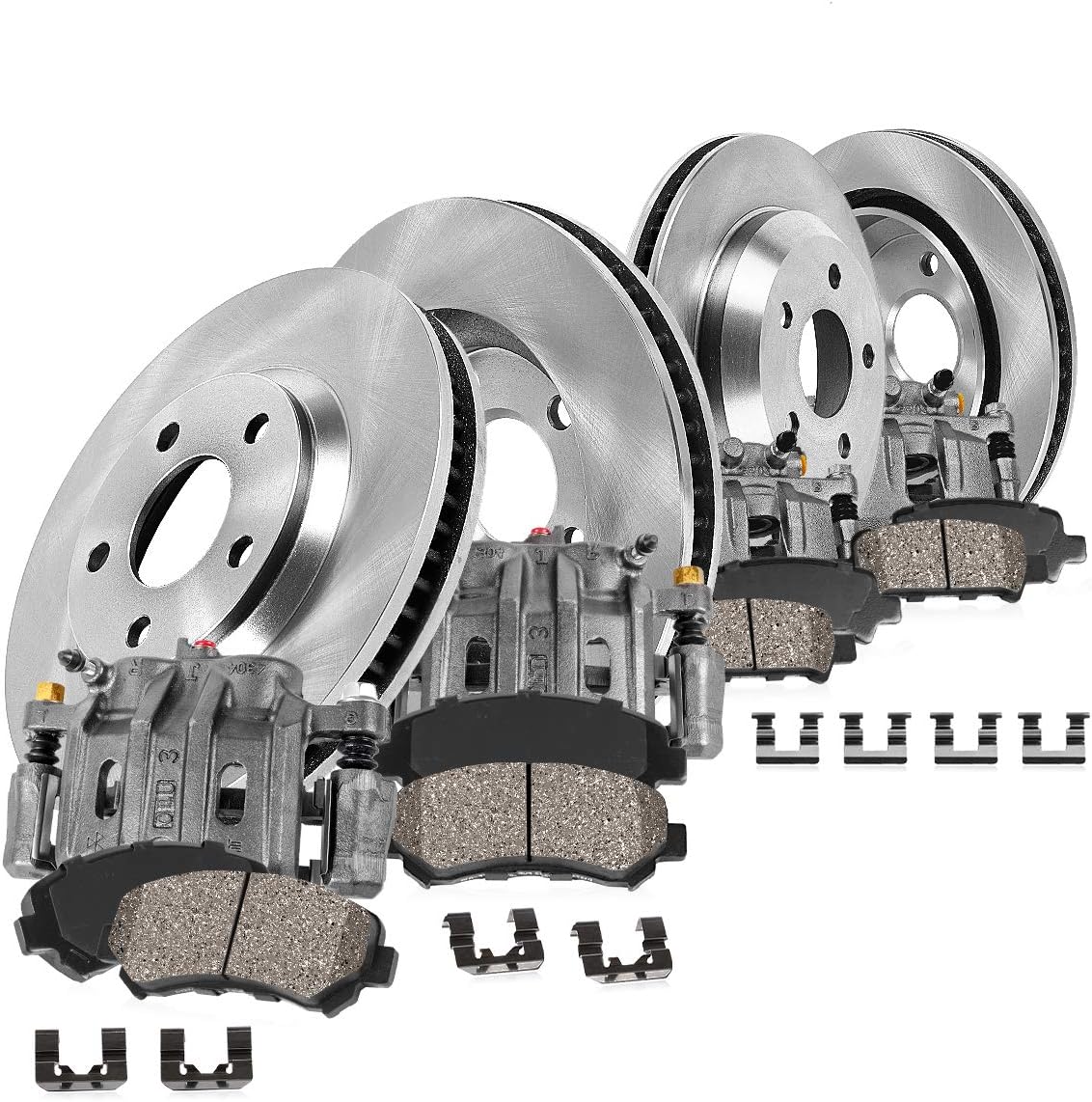 Front + Rear Calipers + Rotors + Ceramic Pads Kit I170