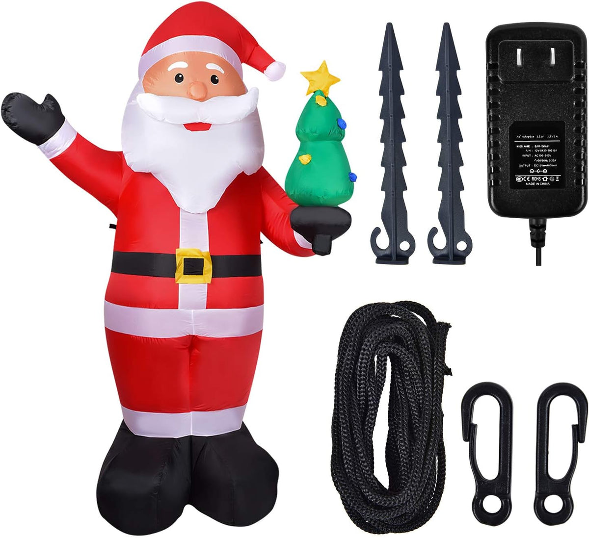 8ft Inflatable Santa Claus with Built-in LED Lights L591