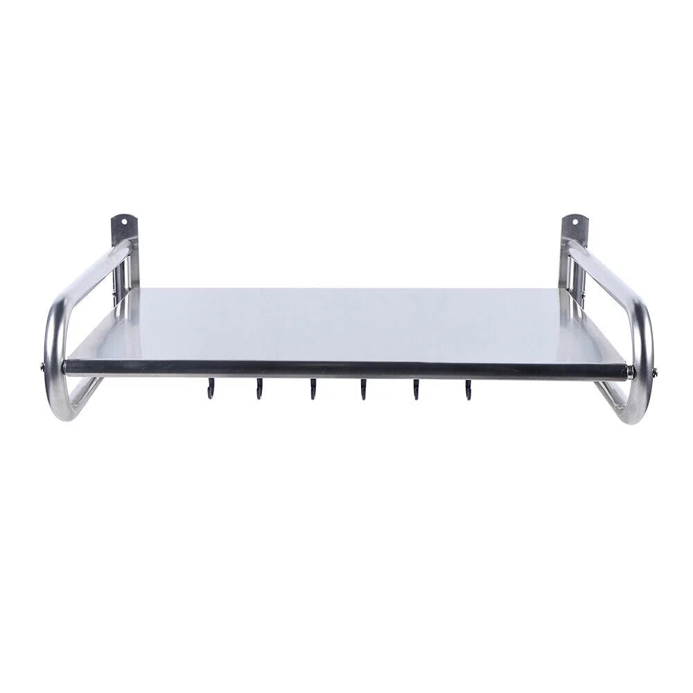 Stainless Steel Wall-Mount Microwave Oven Rack with 6x Hooks C590313