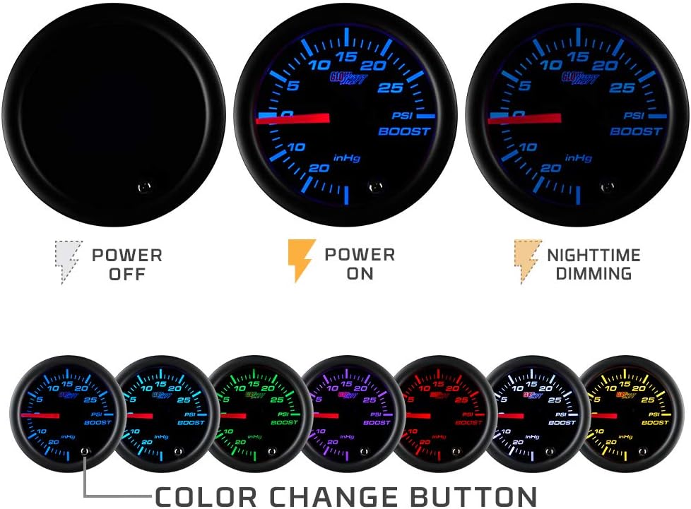 Tinted 7 Color Water Coolant Temperature Gauge Kit J202390