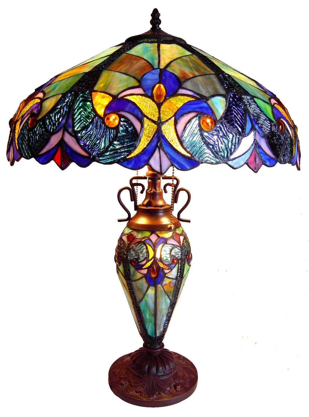 Tiffany-Style 3 Light Double Lit Table Lamp 18" Shade O360367
