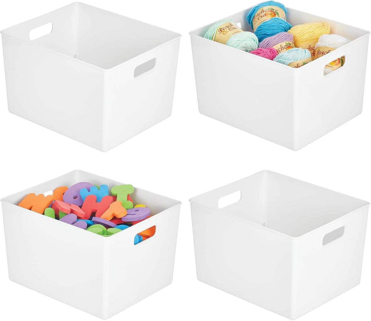 Clear Plastic Storage Organizer Bin with Handles, 4 Pack D47966