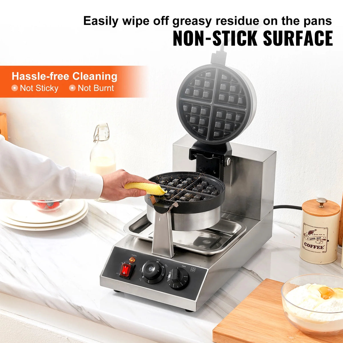 1300W Rotatable Non-Stick Round Waffle Maker Q740832