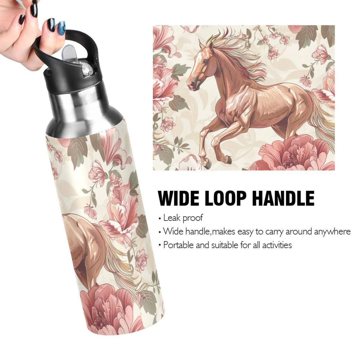 Insulated Thermos Stainless Steel Water Bottle with Straw Lid Flask, 20 oz S9643