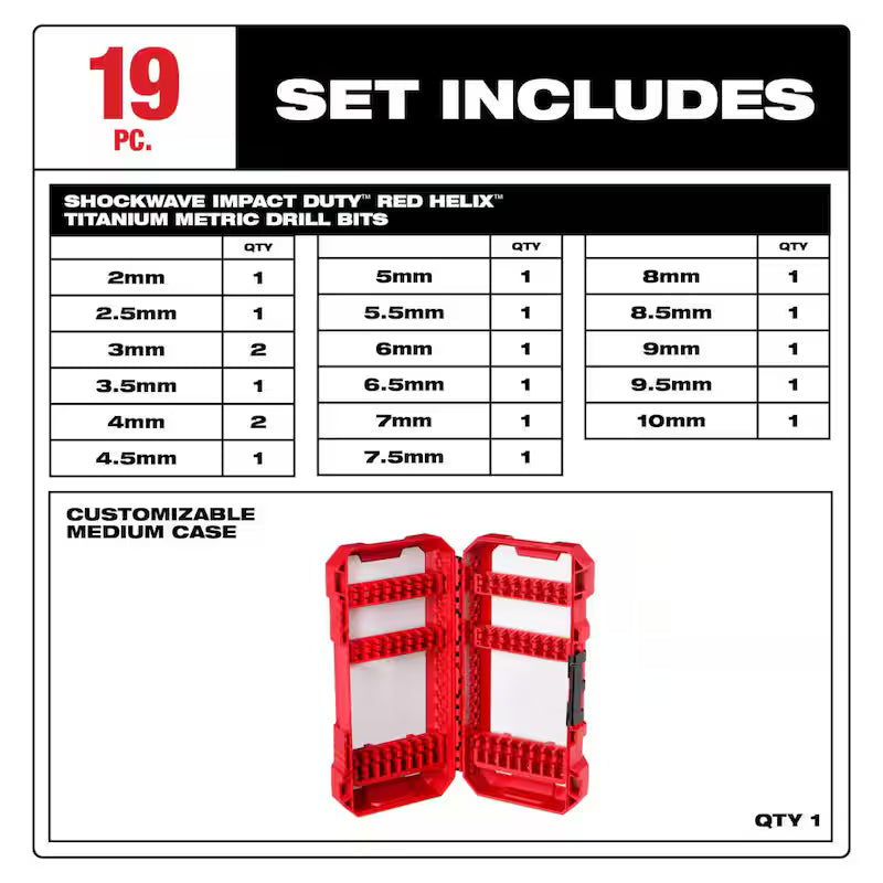 Titanium Red Helix Drill Bit Set 19-Piece Z7578
