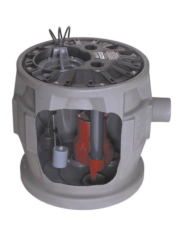 4/10 HP Sewage Pump System - 115V - 3-Inch Discharge - 24-Inch x 24-Inch Basin J111382