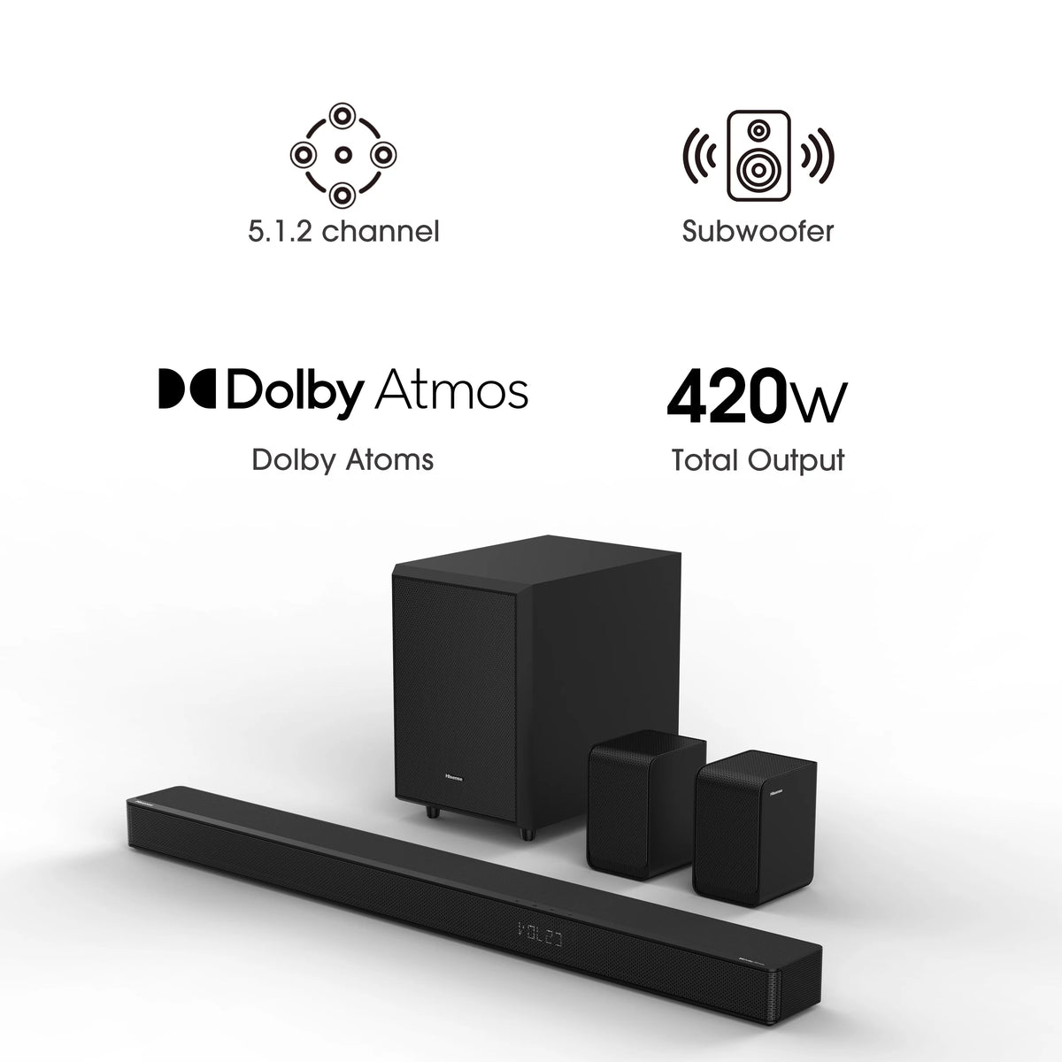 5.1.2 Ch 420W Soundbar with Wireless Subwoofer and Dolby Atmos O550882