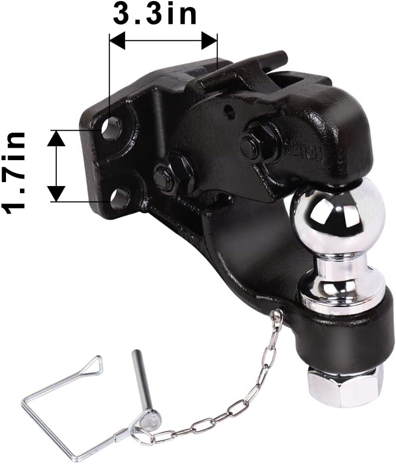 Black 18000 lbs 2" Trailer Ball Pintle Hook Hitch Pack of 2 V4048