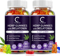 Hemp Gummies with Melatonin & Vitamin C, Vegan, 60ct Pack of 2 U607