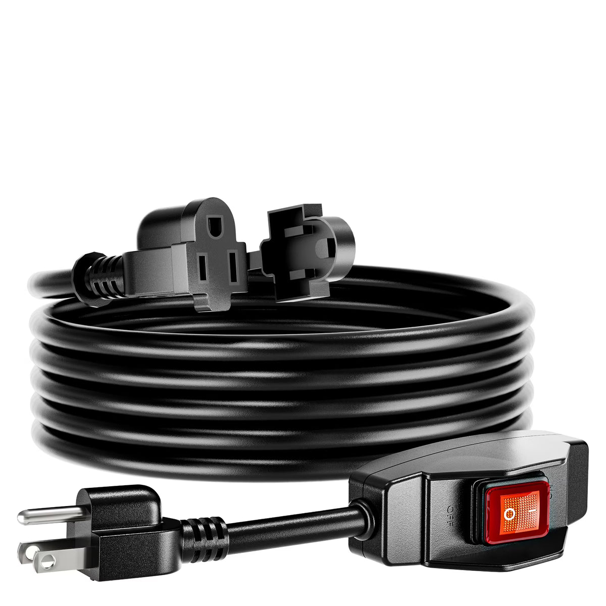 12 FT Extension Cord with Waterproof Switch, 1875W 15A 125V T8724