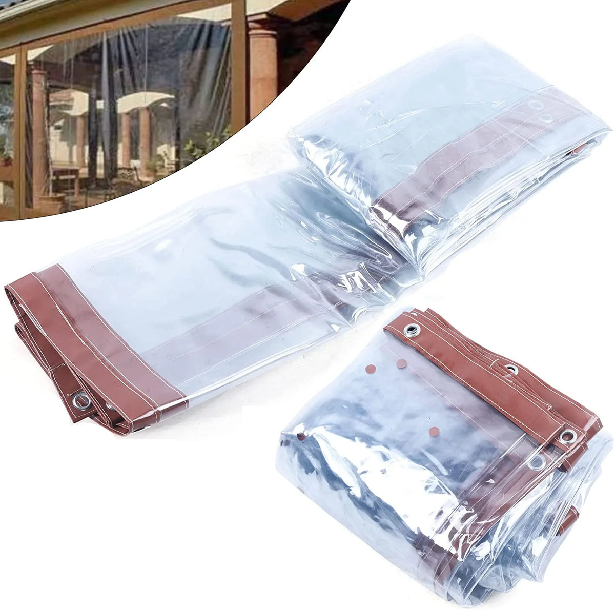 Brown Waterproof PVC Tarpaulin Canopy 8'*8' T49543