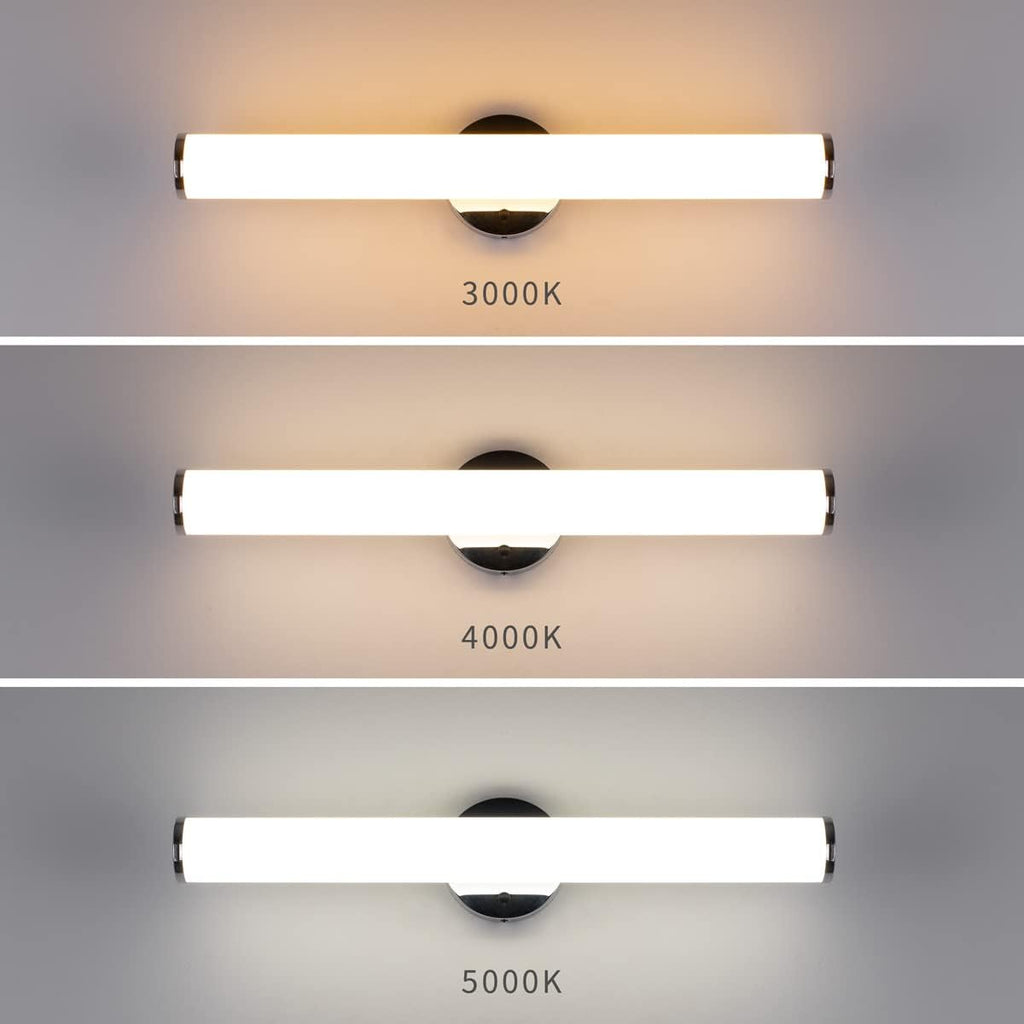 24in LED Vanity Light Dimmable Chromed Tube Cylinder Bar I42706