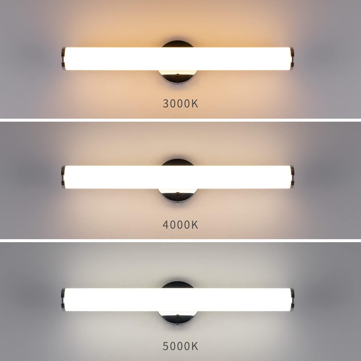24in LED Vanity Light Dimmable Chromed Tube Cylinder Bar I42706