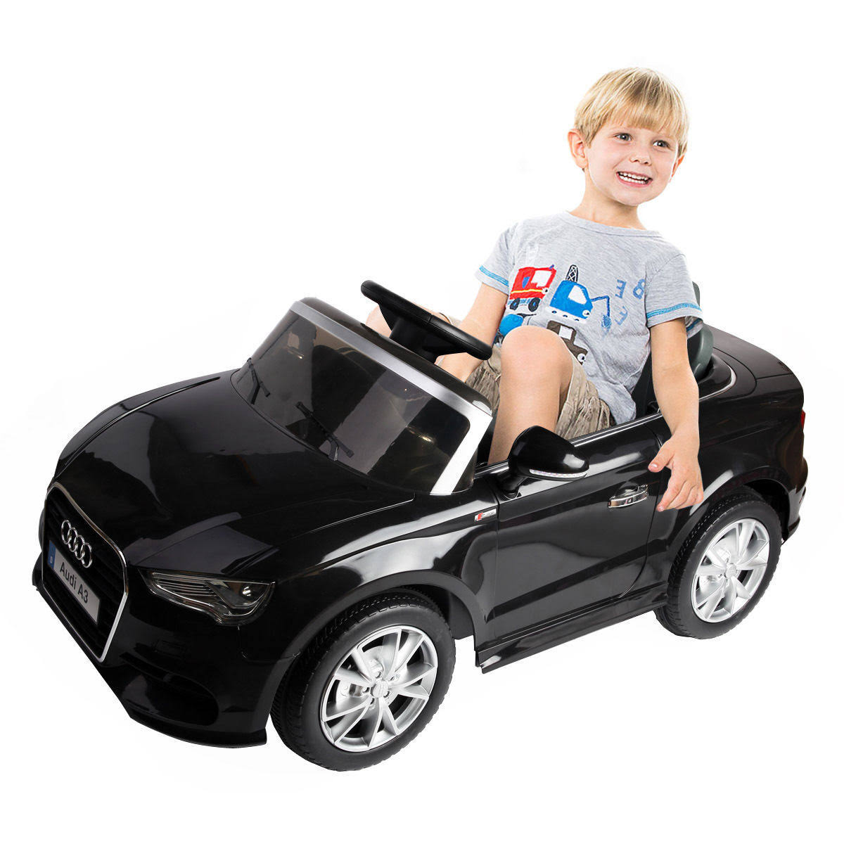 12 V Black Kids Ride on Car with RC W559885