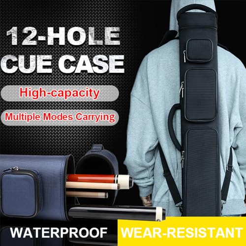 12-Hole Nylon Pool Cue Case, Black/Blue W70058