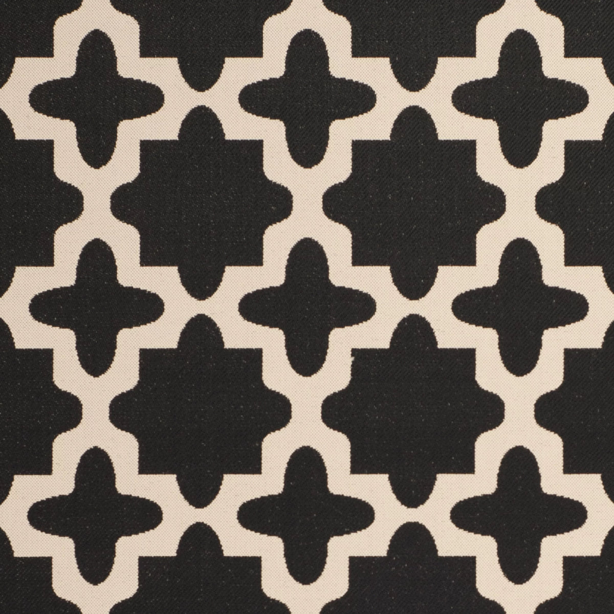 7'10" x 7'10" Square Black Beige Geometric Indoor Outdoor Area Rug W4490
